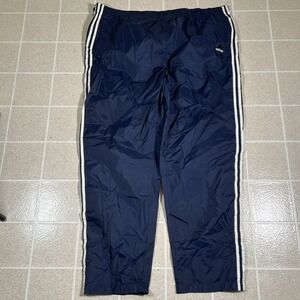 Vintage Adidas Track‎ Pants Mens 2XL Blue Lined 3 Stripe Windbreaker Tear Away